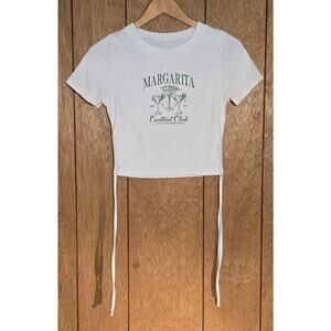 SHEIN Margarita Cocktail Club Graphic Crop Top Women’s Medium White